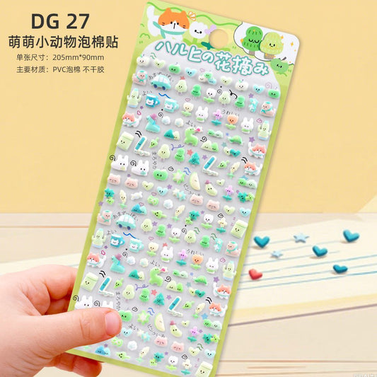 Flower Picking Puff Stickers: 3D phone case decals