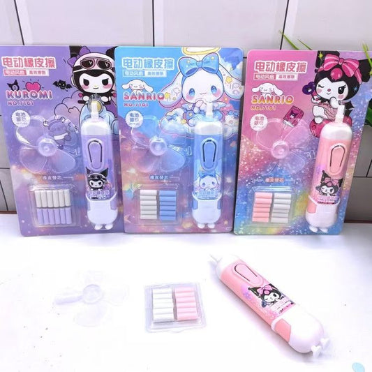 2-in-1 Cartoon Electric Fan Eraser Sassafras (Battery model)